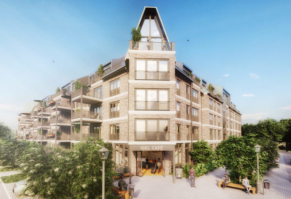 Wohnen am Gruenen Bogen Leipzig Blick von der Ecke